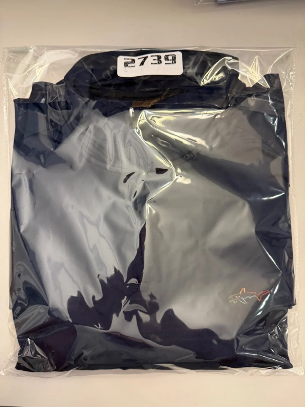 Tasso Elba/Greg Norman Navy Half-Zip Lightweight Shirt‎ Jacket with Shark Logo